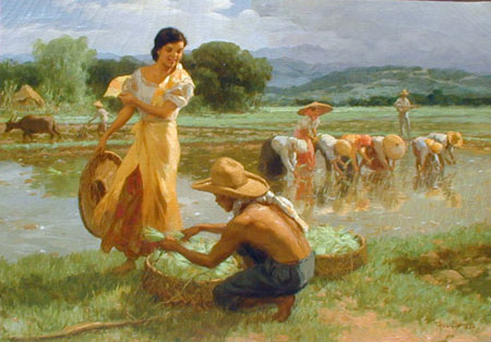 Fernando Amorsolo - Planting Rice - 1954 - Member's own albums